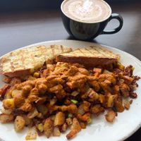 Veggie hash & peppermint mocha  at Feed Cafe in Bozeman
