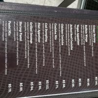 Appetizers including "vegan appetizer" which are chicken nuggets. Expensive at R$80.

Entrada vegana - frango vegano. Muito caro (R$80). at GRU - Living Heineken - T3 in Sao Paulo