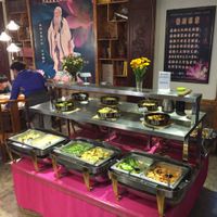 The buffet at Lovely Lotus Delicious Vegetarian in Dali