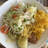 Yellow noodle dish   at Chanda's Historical Garden Restaurant - อาหารสวนประวัติศาสตร์ in Sukhothai