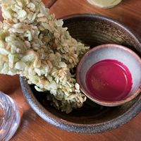 Fried Silken Tofu with Raspberry Saucee  at Greentable in Hamburg