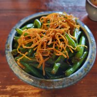 Tofu meat with green beans at Greentable in Hamburg