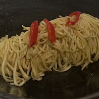 Spaghetti with olive oil and no cheese   at Max's Restaurant in Grindavik