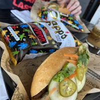 Bahn mi with tempeh and vegan Mayo  at Sideward Brewing Co in Orlando