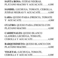 Vegetarian Menu (first two arepas are vegan) at Arepas Asadas Na' Guará La Cuesta in Tenerife