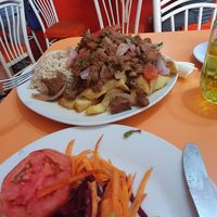 Saltado más entrada de ensalada at Restaurante Vegetariano Naturaleza y Salud in Lima