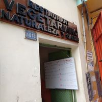 Exterior sign at entrance at Restaurante Vegetariano Naturaleza y Salud in Lima