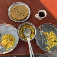 Poha and paratha for breakfast   at Chhotaram Prajapat's Homestay in Jodhpur