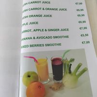 Menu at Loving Hut in Helsinki