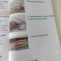 Menu at Loving Hut in Helsinki