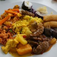 Mix from the lunch buffet at Loving Hut in Helsinki