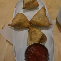 Veggie samosas  at Da Gama Canteen in Houston