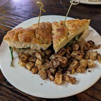 Veggie on focaccia with seasoned potatoes at Cafe Maggie in Tucson