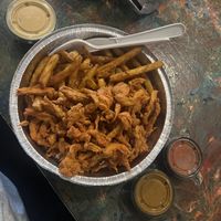 Oyster mushrooms with cheese fries   at Moodz Co in Pittsburgh