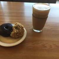 vegan donuts and soy latte... yummy!!!! at Beet Box Bakery & Cafe in Denver