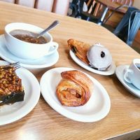 carmel brownie apple croissant, donuts and coffee at Beet Box Bakery & Cafe in Denver