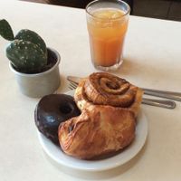 donut, chocolate croissant, cinnamon roll  at Beet Box Bakery & Cafe in Denver