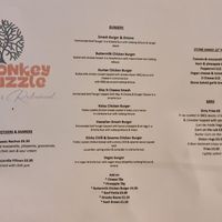 Menu at The Monkey Puzzle in Ilfracombe