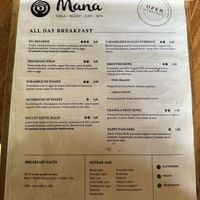 All day Breakfast menu   at Mana Retreat in 