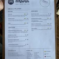 Menu July  at Mana Retreat in 
