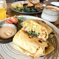 Breakfast burrito with scrambled tofu   at Mana Retreat in 