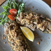 Toast with pesto and mushrooms  at Mana Retreat in 