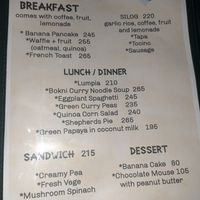 Vegan menu at BAKI Restobar in Moalboal