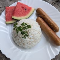 Sausage silog (not pictured: coffee and lemonade included) at BAKI Restobar in Moalboal