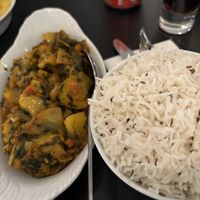 Spinach Curry (forgotten the actual name) and ricee  at Taste of India in Isle Of Skye