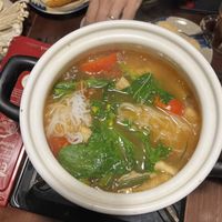 Hot pot on the stove   at Thong Dong 2 - Vegan Friendly Kitchen in Lao Cai