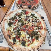 Vegan pizza and margarita pizza with no cheese (old marinara pizza)  at Millennium Garden in Tirana