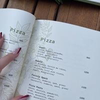 Vegan pizza ingredients  at Millennium Garden in Tirana