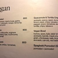 Vegan menu section at Millennium Garden in Tirana