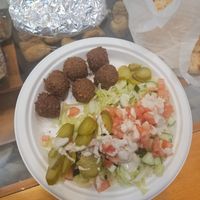 Falafel salad plate at Rami's in Brookline