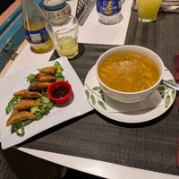 Moroccan soup and Briouates at Simple in Marrakech