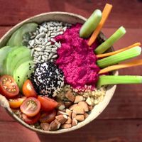 Beetroot Hummus Bowl  at YAAB Vegan Kitchen in Puerto Escondido