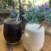 Cold brew & iced latte   at YAAB Vegan Kitchen in Puerto Escondido