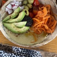 Classic hummus bowl  at YAAB Vegan Kitchen in Puerto Escondido