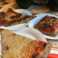 Cheese, pepperoni and Freddy Prinze pizza slices  at Paulie Gee's Soul City Slice Shop in Philadelphia