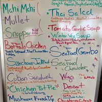 Vegan special Szechuan jackfruit sandwich, vegetarian mushroom French dip at Kingfisher Sandwiches in Pensacola