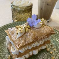 On the Cloud dessert. A light creamy pastry with a touch of passionfruit  at Kina Kind Cuisine in Pattaya