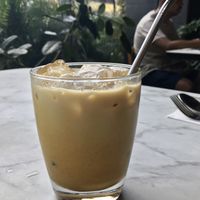 Golden mylk (soy milk, turmeric, ginger, black pepper, vanilla, coconut sugar)  at Ver De in El Nido