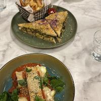 Lasagna, Pesto grilled cheese, and Asian crunch salad  at Ver De in El Nido