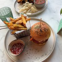 Buff burger and grilled pesto sandwich   at Ver De in El Nido