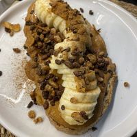 Pb, banana and cacao nibs toast  at Bô Coffee in Madrid