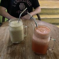 Samadhl smoothie and tropical trip juice   at Earth Cafe and Market in Ubud