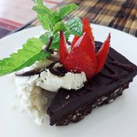 Chocolate slice and ice cream at Earth Cafe and Market in Ubud