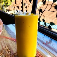 Vegan mango lassi at Earth Cafe and Market in Ubud