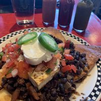 Excellent hot sauce selection (real sour cream no vegan) at The Fly Trap in Ferndale