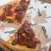 Vegan salami pizza on a gluten free crust (salami is also GF) at Pizza Bertoldi - Jakubská in Prague